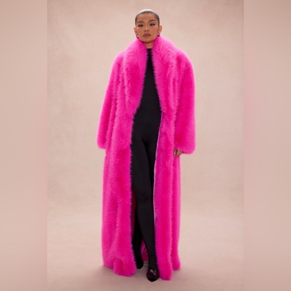 Fashion Nova Jackets & Blazers - NWT Hot Pink Fuchsia Faux Fur Oversized Coat - Women's Statement Jacket L